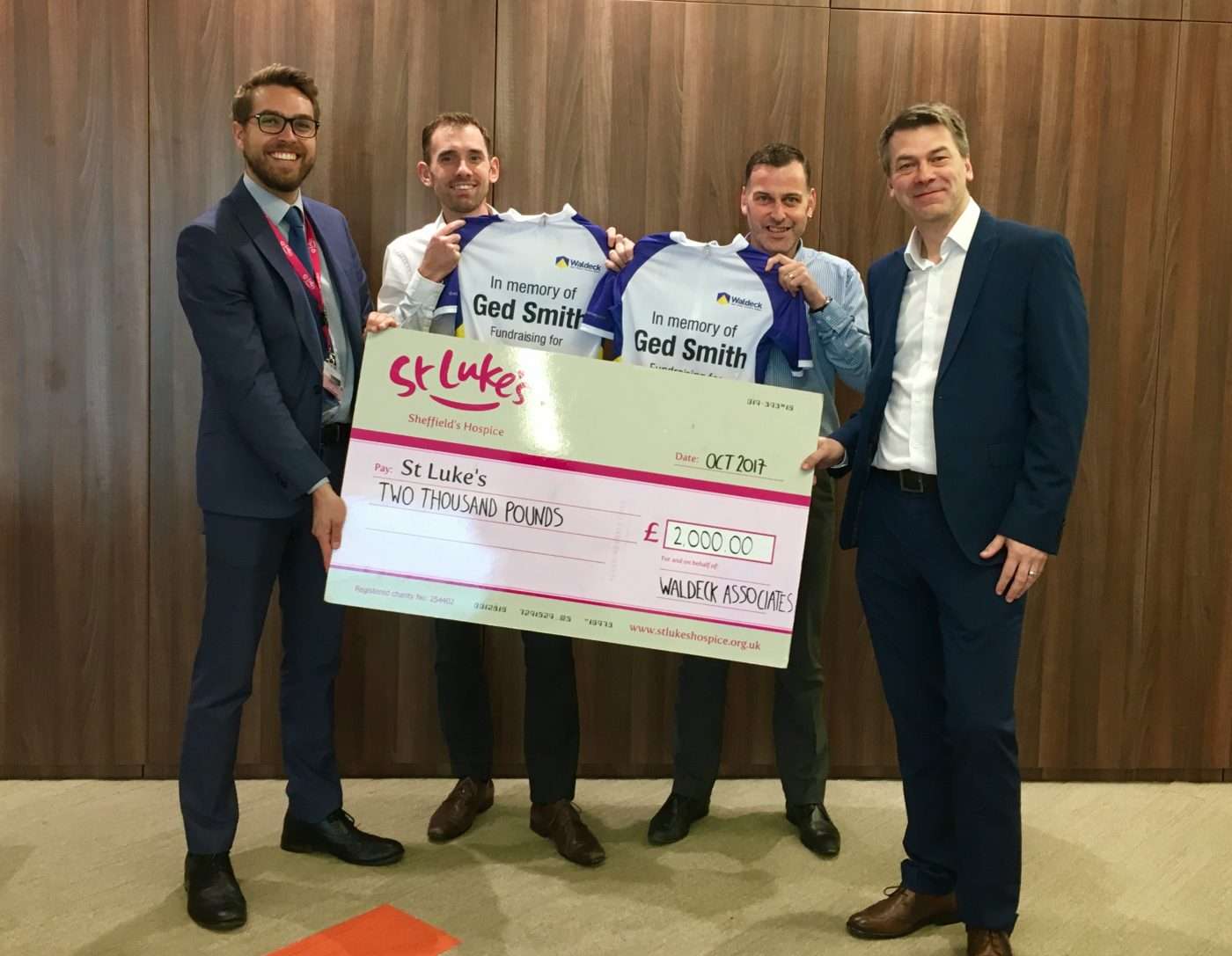 Cheque giving with St Luke's Hospice